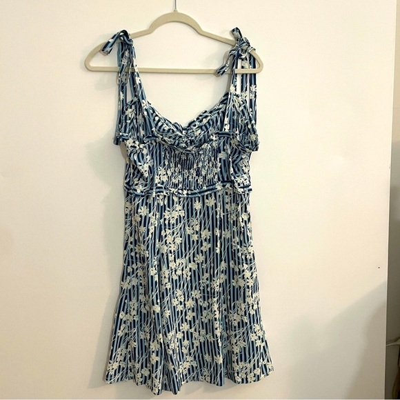 Free People Sun Dress Blue Stripes Size 12 - Picture 8 of 12